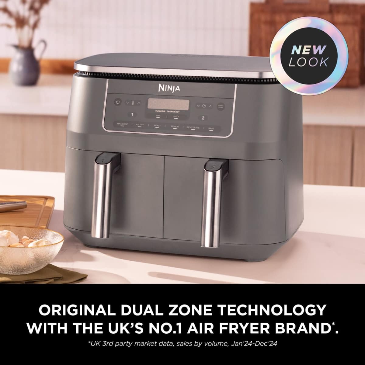 Kitchen Kit: Ninja Air Fryer 6-in-1 Dual Basket 9.5 L + Book with 100+ Recipes