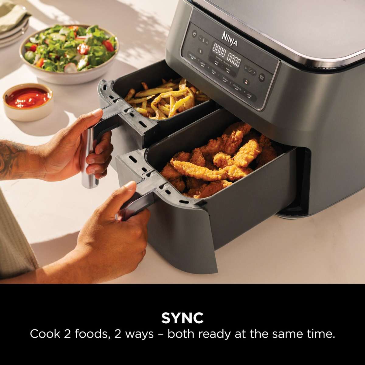 Kitchen Kit: Ninja Air Fryer 6-in-1 Dual Basket 9.5 L + Book with 100+ Recipes