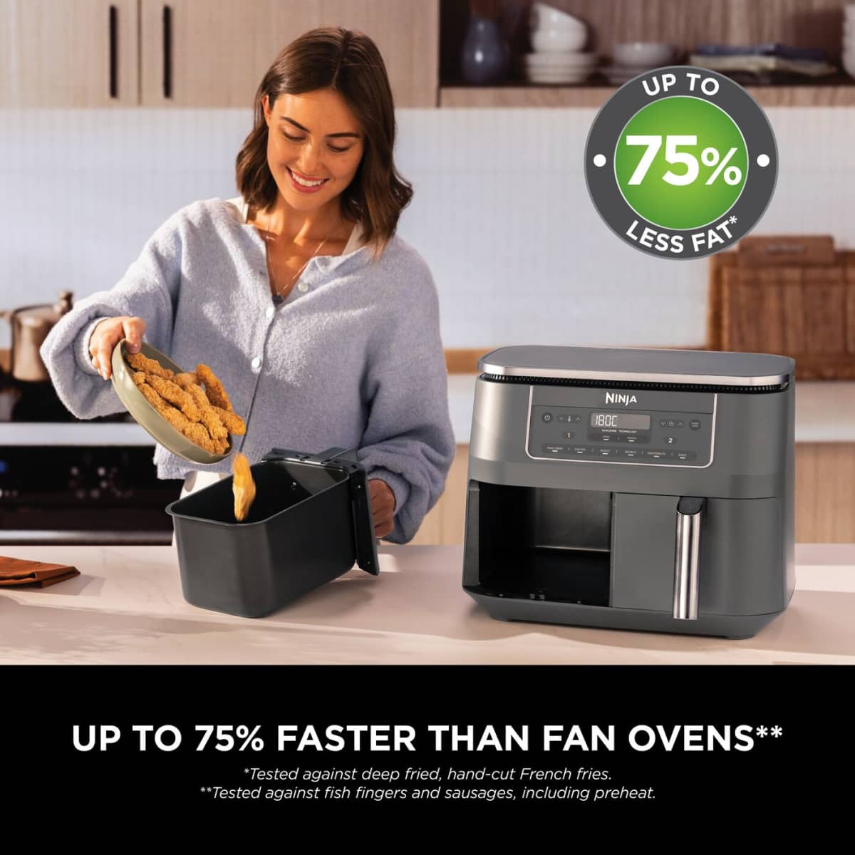 Kitchen Kit: Ninja Air Fryer 6-in-1 Dual Basket 9.5 L + Book with 100+ Recipes