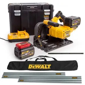 Dеwаlt DCS520T2 XR 165mm Flexvolt Plunge Saw 54V Kit with 2 x Guide Rail, 2 x 6.0Ah Batteries